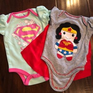 Super girl & Wonder Woman onesie